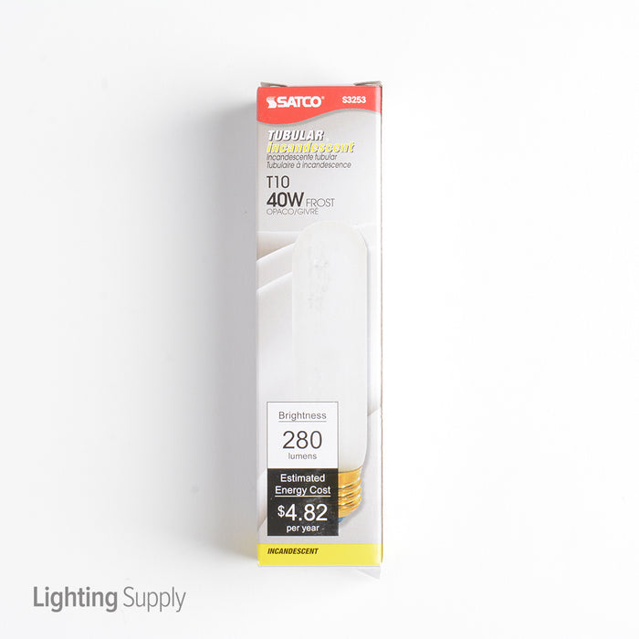 SATCO/NUVO 40T10/F 40W T10 Incandescent Frost 2000 Hours 280Lm Medium Base 120V 2700K (S3253)