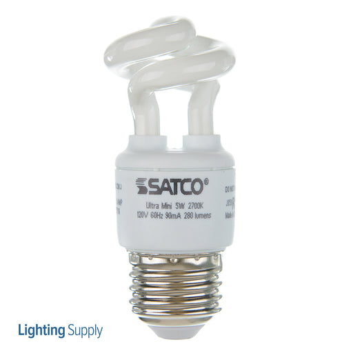 SATCO/NUVO 5T2/27 5W Miniature Spiral Compact Fluorescent 2700K 82 CRI Medium Base 120V (S7261)