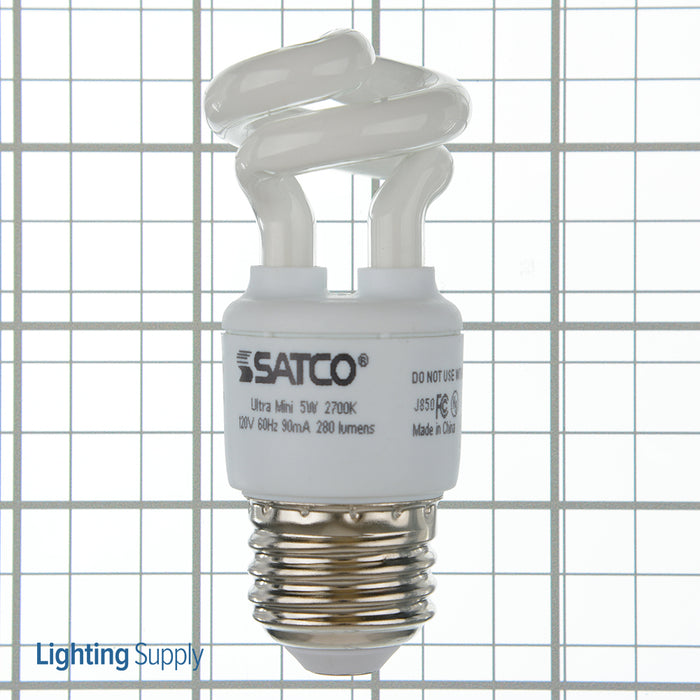 SATCO/NUVO 5T2/27 5W Miniature Spiral Compact Fluorescent 2700K 82 CRI Medium Base 120V (S7261)