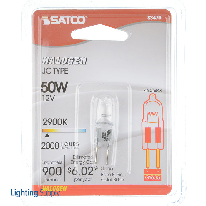 SATCO/NUVO 50T4/CL 50W Halogen T4 Clear 2000 Hours 900Lm Bi-Pin Gy6.35 Base 12V 2900K (S3470)