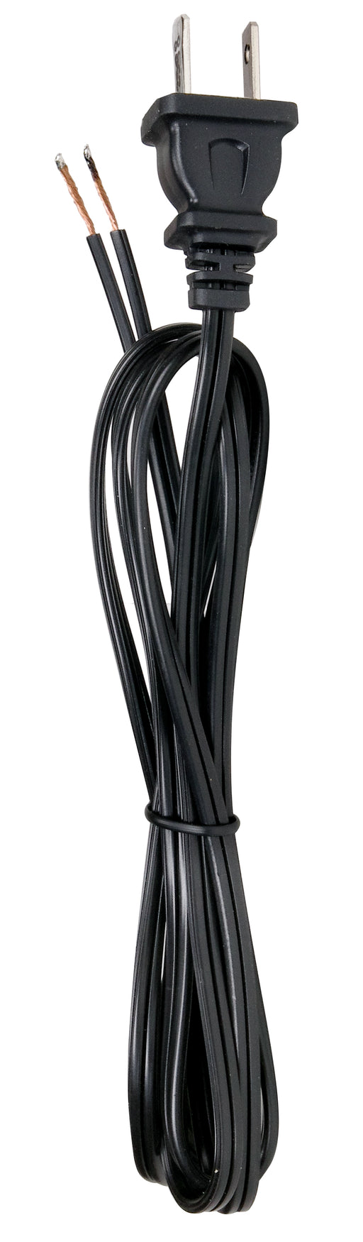 SATCO/NUVO 6 Foot 18/2 SPT-1 105C Cord Set Black 24 Inch Hank 200 Carton Molded Polarized Plug Tinned Tips 3/4 Inch Strip With 2 Inch Slit (80-2398)