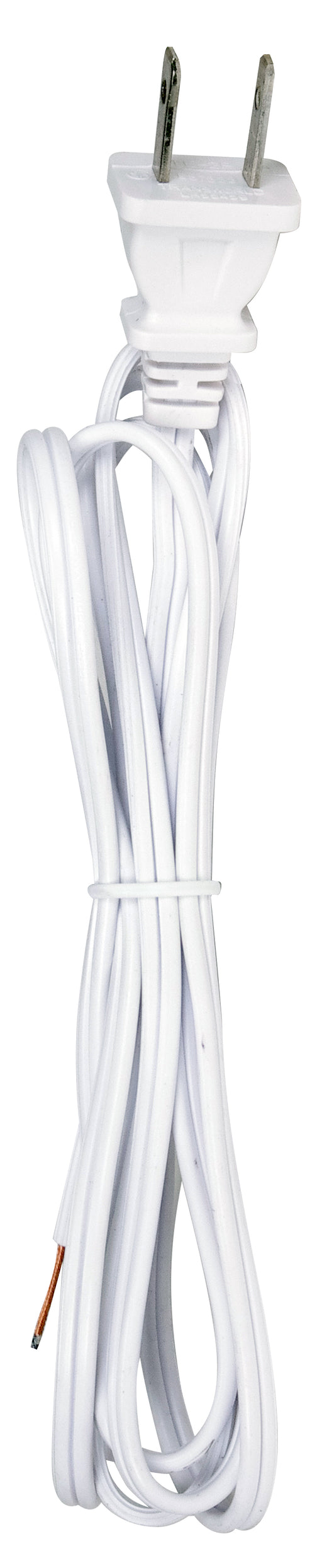 SATCO/NUVO 6 Foot 18/2 SPT-1 105C Cord Set White 24 Inch Hank 200 Carton Molded Polarized Plug Tinned Tips 3/4 Inch Strip With 2 Inch Slit (80-2306)