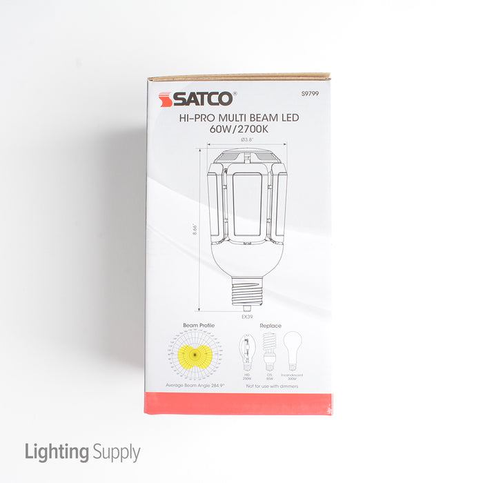 SATCO/NUVO Hi-Pro 60W Multi-Beam Corn Cob LED 2700K 100V-277V 7320Lm 80 CRI Medium E26 Base Retrofit Bulb For Enclosed Fixtures (S9799)