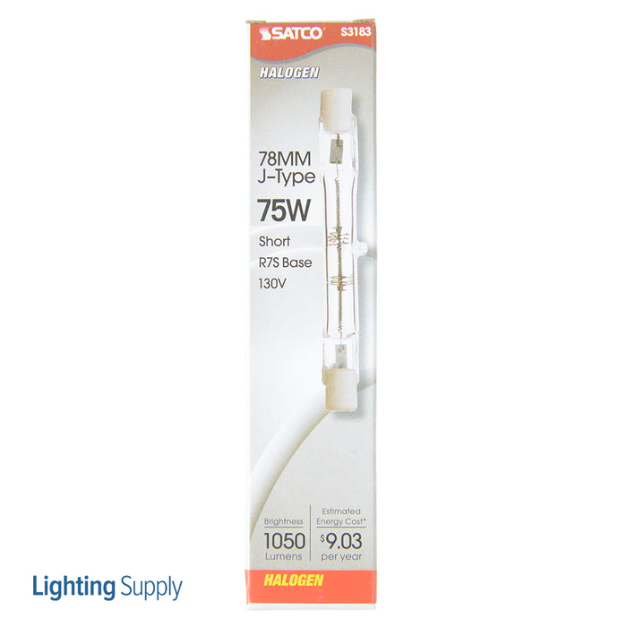 SATCO/NUVO 75T3Q/CL/78MM 75W Halogen T3 Clear 1500 Hours 1050Lm Double Ended Base 78Mm 130V 2900K (S3183)