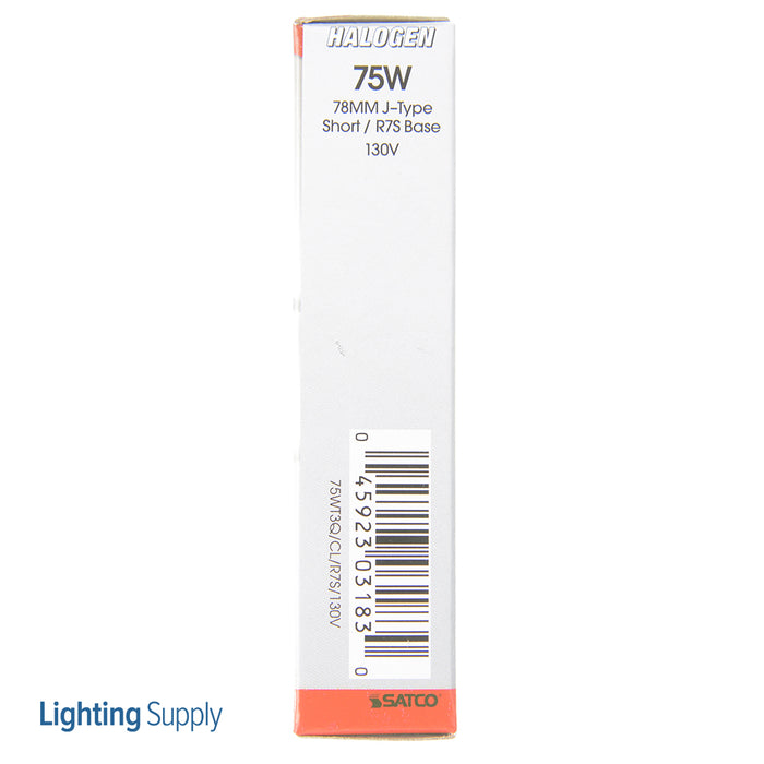 SATCO/NUVO 75T3Q/CL/78MM 75W Halogen T3 Clear 1500 Hours 1050Lm Double Ended Base 78Mm 130V 2900K (S3183)