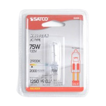 SATCO/NUVO 75T4/CL 75W Halogen T4 Clear 2000 Hours 1250Lm Bi-Pin Gy6.35 Base 120V 2900K (S3428)