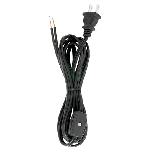 SATCO/NUVO 8 Foot Cord Sets With Line Switches-Molded Plug Tinned Tips 3/4 Inch Strip 2 Inch Slit Switch 24 Inch From Free End 36 Inch Hank-200 Carton (90-1425)