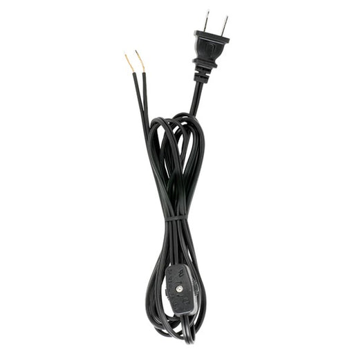 SATCO/NUVO 8 Foot Cord Sets With Line Switches Molded Plug Tinned Tips 3/4 Inch Strip 2 Inch Slit Switch 24 Inch From Free End 36 Inch Hank-200 Carton (90-1583)