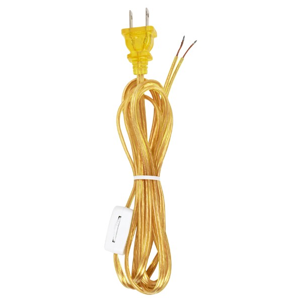 SATCO/NUVO 8 Foot Cord Sets With Line Switches Molded Plug Tinned Tips 3/4 Inch Strip 2 Inch Slit Switch 24 Inch From Free End 36 Inch Hank-200 Carton (90-1584)