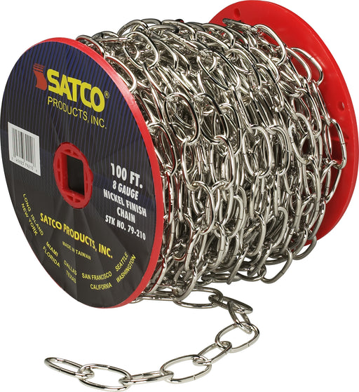 SATCO/NUVO 8 Gauge Chain Nickel Finish 100 Foot To Reel-1 Reel To Master 35 Pounds Maximum (79-210)