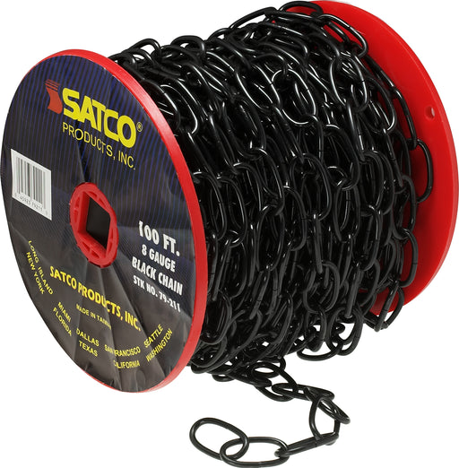SATCO/NUVO 8 Gauge Chain Black Finish 100 Foot To Reel-1 Reel To Master 35 Pounds Maximum (79-211)