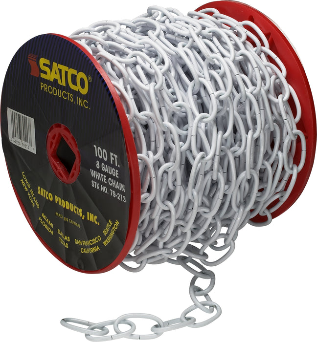 SATCO/NUVO 8 Gauge Chain White Finish 100 Foot To Reel-1 Reel To Master 35 Pounds Maximum (79-213)