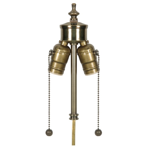 SATCO/NUVO Medium Base 2-Light Pull Chain Cluster With Solid Brass Socket Antique Brass Finish 84 Inch SPT-1 Brown Wire 660W 250V (80-1764)
