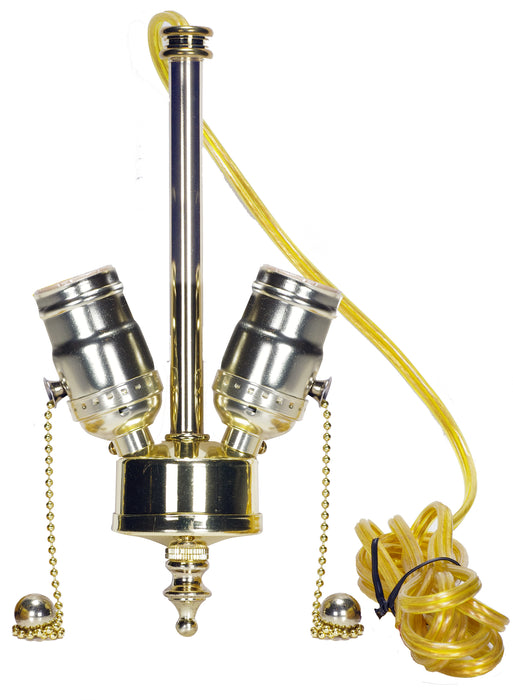 SATCO/NUVO Medium Base 2-Light Pull Chain Cluster With Solid Brass Socket Polished Brass Finish 84 Inch SPT-1 Clear Gold Wire 660W 250V (80-1763)