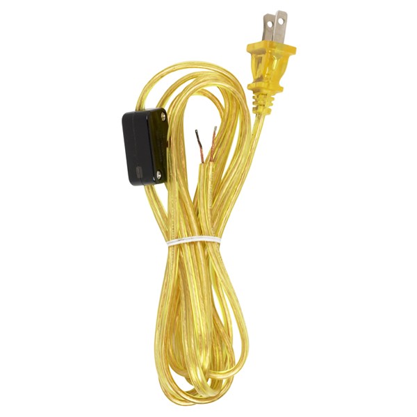 SATCO/NUVO 8 Foot 18/2 SPT-2 105C Cord Set Clear Gold Finish Switch 29 Inch From Free End 36 Inch Hank 100 Carton Hi-Low Switch (90-2309)