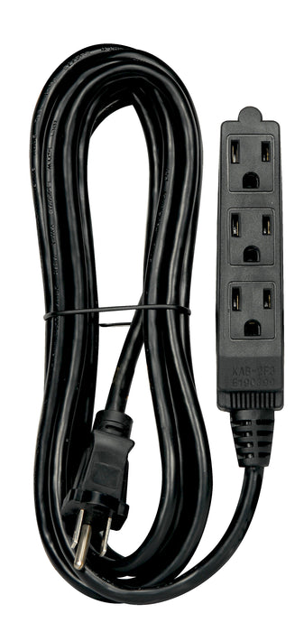 SATCO/NUVO 12 Foot 3 Wire 3 Outlet Indoor Banana Extension Cord 16-3 SJT Black 13A-125V 1625W (93-5056)
