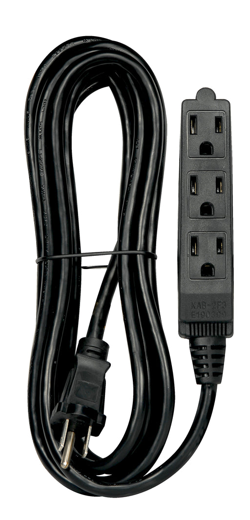 SATCO/NUVO 12 Foot 3 Wire 3 Outlet Indoor Banana Extension Cord 16-3 SJT Black 13A-125V 1625W (93-5056)