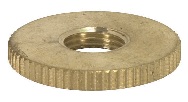 SATCO/NUVO Brass Round Knurled Locknut 1/8 IP 1 Inch Diameter 1/8 Inch Thick Unfinished (90-1601)