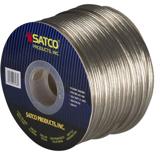 SATCO/NUVO Lamp And Lighting Bulk Wire 18/2 SPT-2 105C 250 Foot/Spool Clear Silver (93-168)