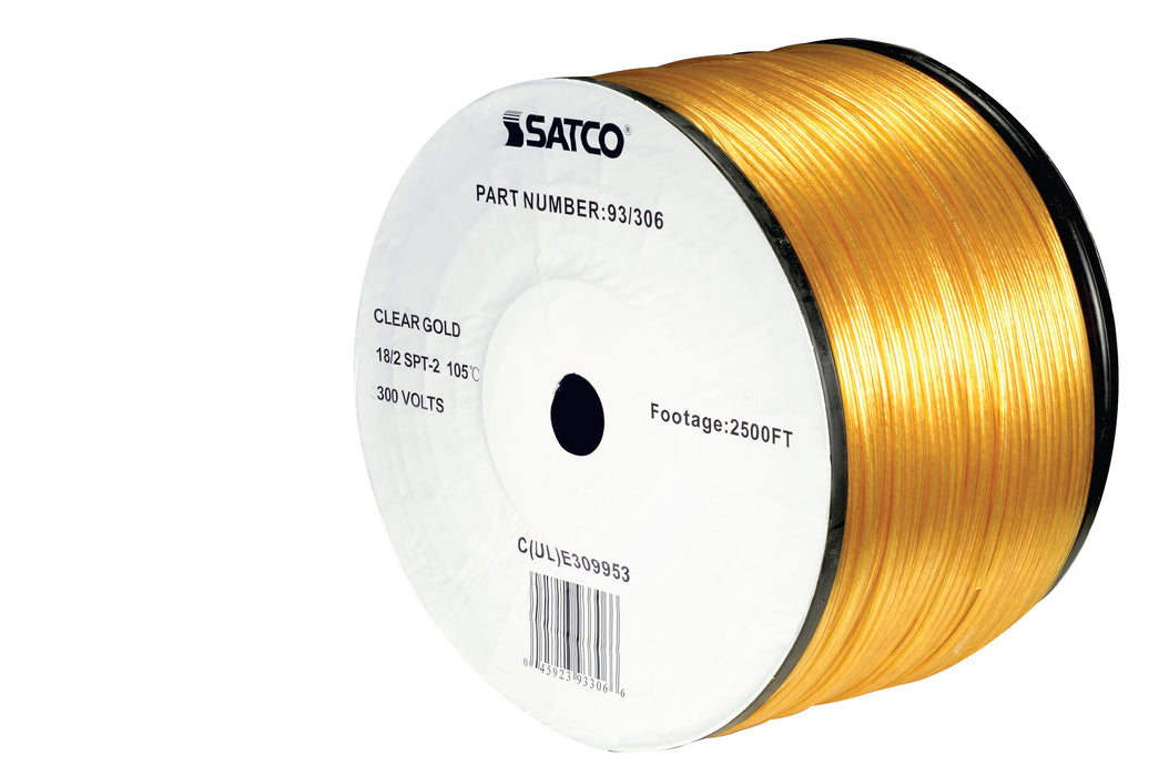 SATCO/NUVO Lamp And Lighting Bulk Wire 18/2 SPT-2 105C 2500 Foot/Reel Clear Gold (93-306)