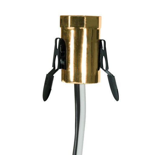 SATCO/NUVO Phenolic Candelabra Base Socket With Spring Clip 3/4 Inch Diameter 1 Inch Hole Size 6 Inch AWM B/W Leads 105C 75W 125V Gold (80-1794)