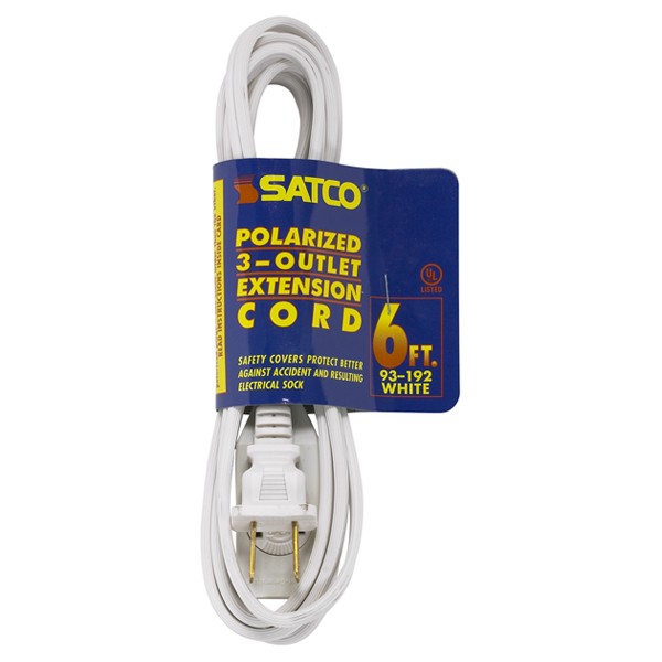 SATCO/NUVO 6 Foot Extension Cord White Finish 16/2 SPT-2 Indoor Only 13A-125V-1625W Rating (93-192)