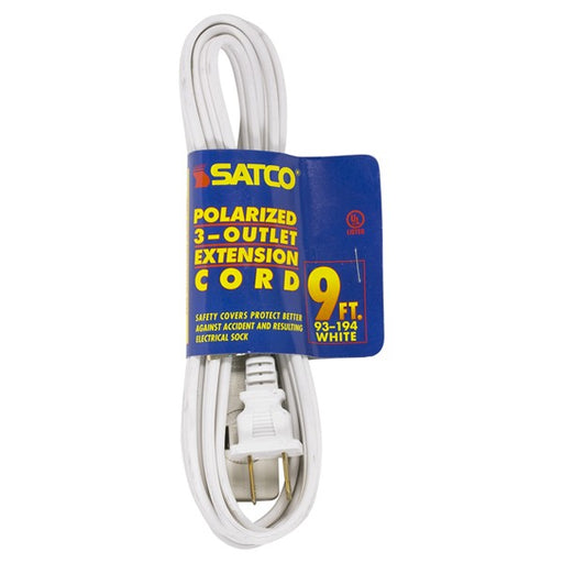 SATCO/NUVO 9 Foot Extension Cord White Finish 16/2 SPT-2 Indoor Only 13A-125V-1625W Rating (93-194)