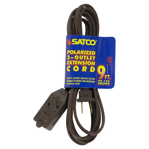 SATCO/NUVO 9 Foot Extension Cord Brown Finish 16/2 SPT-2 Indoor Only 13A-125V-1625W Rating (93-195)