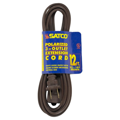 SATCO/NUVO 12 Foot Extension Cord Brown Finish 16/2 SPT-2 Indoor Only 13A-125V-1625W Rating (93-197)
