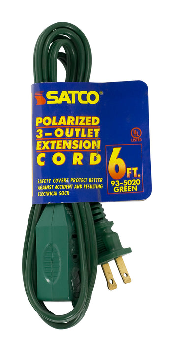 SATCO/NUVO 6 Foot Extension Cord Green Finish 16/2 SPT-2 Indoor Only 13A-125V-1625W Rating (93-5020)