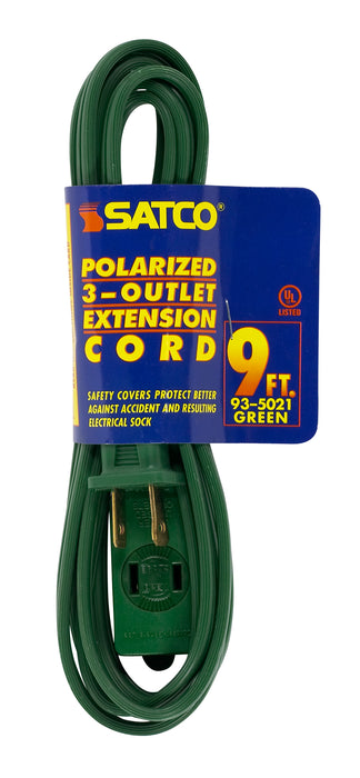 SATCO/NUVO 9 Foot Extension Cord Green Finish 16/2 SPT-2 Indoor Only 13A-125V-1625W Rating (93-5021)