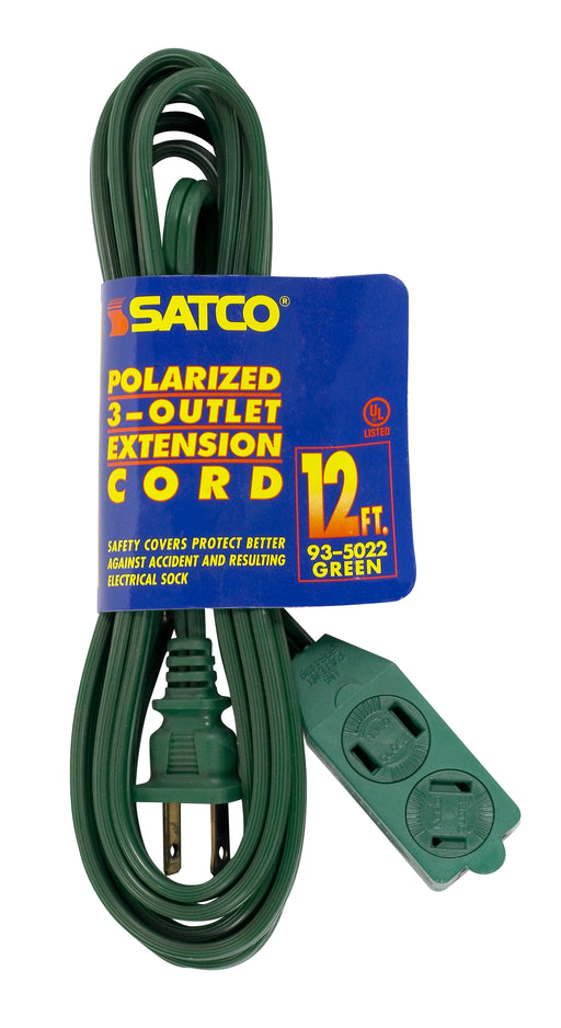 SATCO/NUVO 12 Foot Extension Cord Green Finish 16/2 SPT-2 Indoor Only 13A-125V-1625W Rating (93-5022)