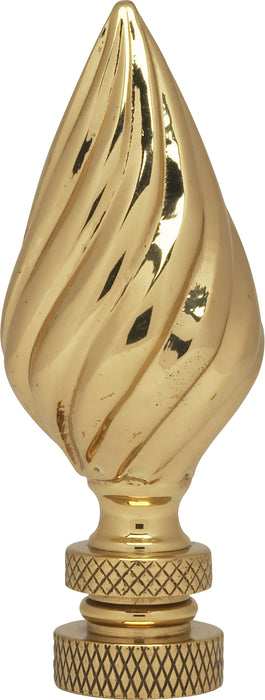 SATCO/NUVO Flame Ribbed Brass Finial 2-3/4 Inch Height 1/4-27 Polished Brass Finish (90-1744)