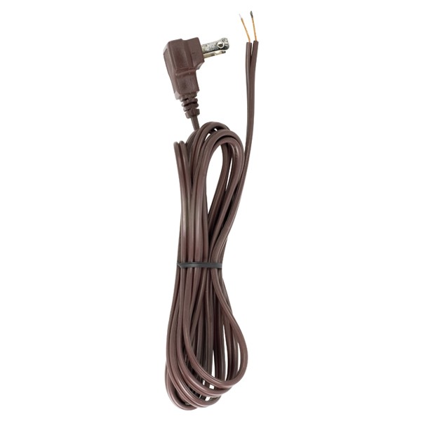 SATCO/NUVO 8 Foot 18/2 SPT-2 105C Flat Plug Cord Set Brown 36 Inch Hank 200 Carton Molded Plug Tinned Tips 3/4 Inch Strip With 2 Inch Slit (90-2324)