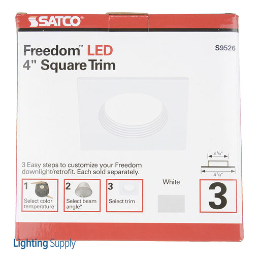 SATCO/NUVO Freedom Square 4 Inch Trim Option For 4 Inch Base Unit White Finish (S9526)