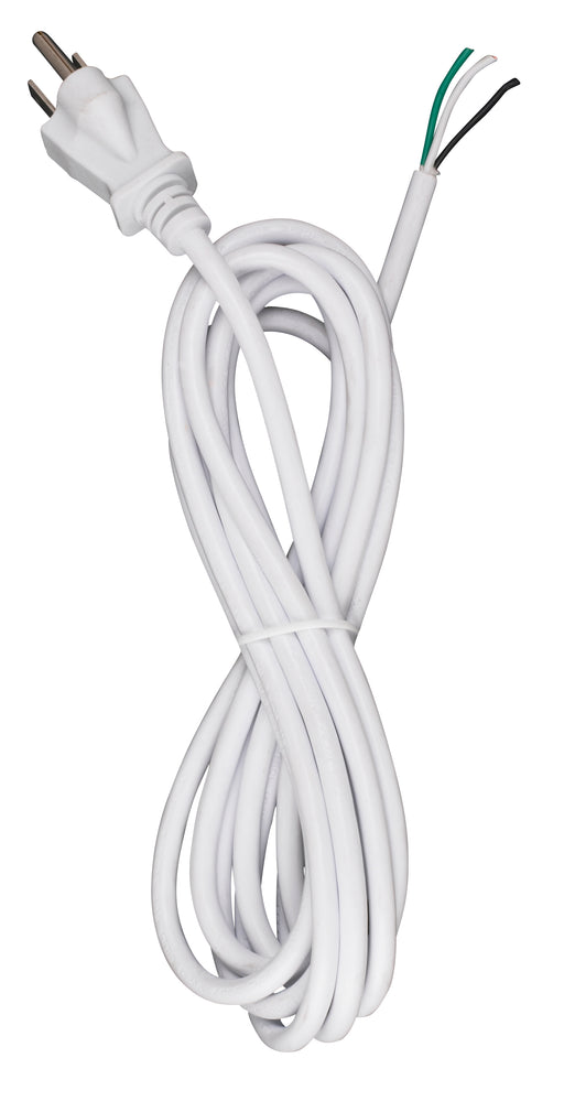 SATCO/NUVO 10 Foot 18/3 SVT 105C Heavy Duty Cord Set White Finish 100 Carton 3 Prong Molded Plug Stripped And Slit 1/4 Inch Diameter (90-2413)