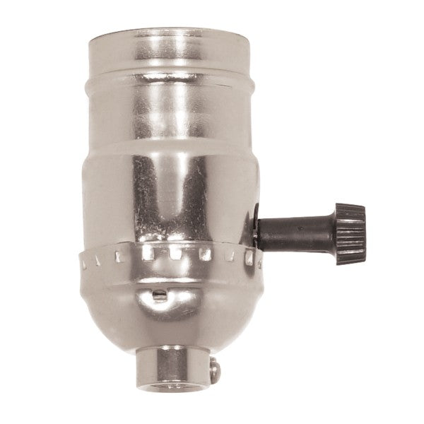 SATCO/NUVO Hi-Low Turn Knob Socket For Standard A Type Household Bulb 6/32 Mandrel 1/8 IPS Aluminum Nickel Finish 250W 250V (80-1017)