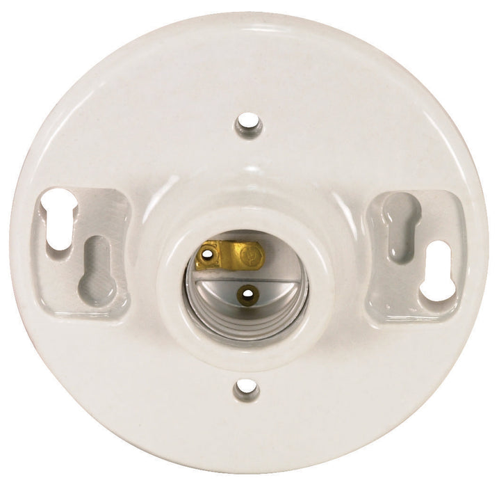 SATCO/NUVO Medium Base Glazed Porcelain Ceiling Receptacle Screw Terminals 4-3/8 Inch Diameter 660W 250V (90-445)