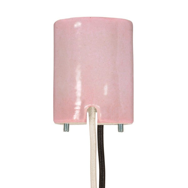 SATCO/NUVO Keyless Pink Porcelain Mogul Socket For Open HID Fixtures Mounting Screws Held Captive 1/2 Inch Strip Leads 2 Wireways (80-1791)