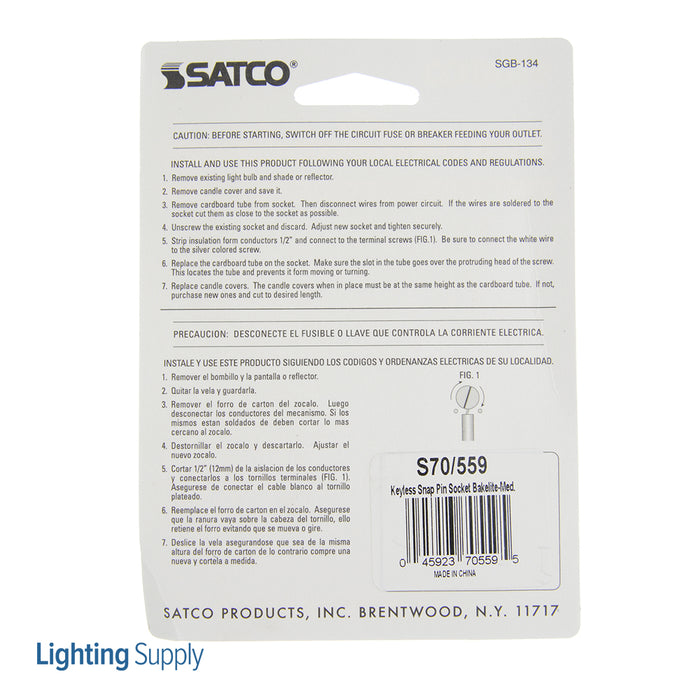 SATCO/NUVO Keyless Snap-In Medium Base Socket (S70-559)