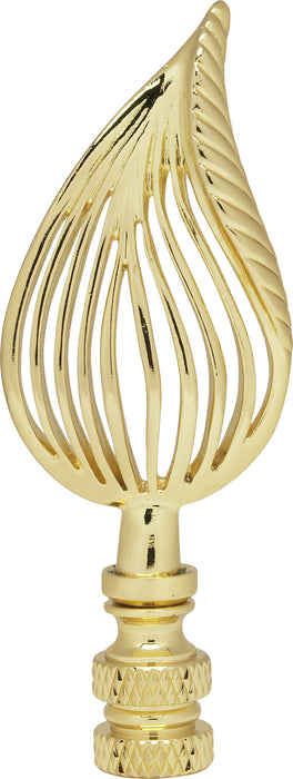 SATCO/NUVO Leaf Brass Finial 3-1/2 Inch Height 1/4-27 Polished Brass Finish (90-1743)