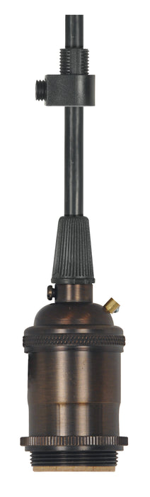 SATCO/NUVO Medium Base Lamp Holder 4-Piece Solid Brass Pre-Wired Keyless 2 Uno Rings 10 Foot 18/3 SVT Black Cord Dark Antique Brass Finish (80-2576)