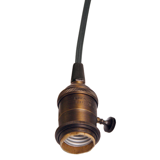 SATCO/NUVO Medium Base Lamp Holder 4-Piece Solid Brass Prewired On/Off Uno Ring 10 Foot 18/2 SVT Black Cord Dark Antique Brass Finish (80-2284)