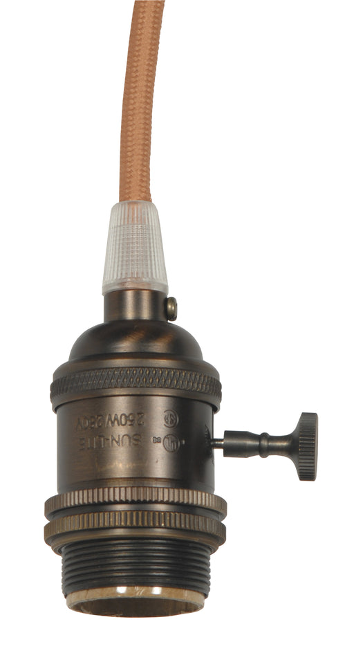 SATCO/NUVO Medium Base Lamp Holder 4-Piece Solid Brass Prewired On/Off Uno Ring 10 Foot 18/2 SVT Gold Cord Dark Antique Brass Finish (80-2432)