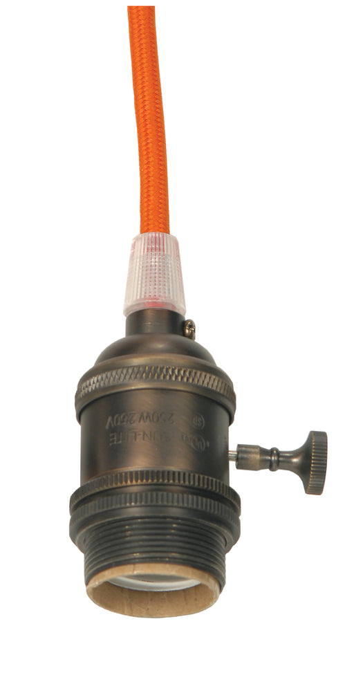 SATCO/NUVO Medium Base Lamp Holder 4-Piece Solid Brass Prewired On/Off Uno Ring 10 Foot 18/2 SVT Orange Cord Dark Antique Brass Finish (80-2345)