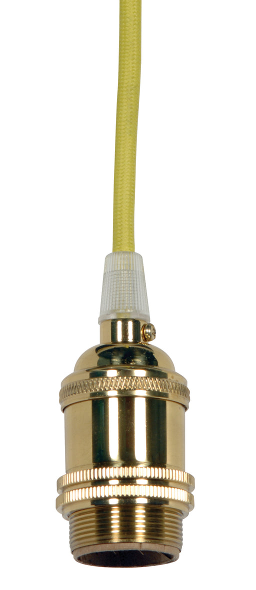 SATCO/NUVO Medium Base Lamp Holder 4-Piece Solid Brass Prewired Uno Ring 10 Foot 18/2 SVT Lemon Cord Polished Brass Finish (80-2461)