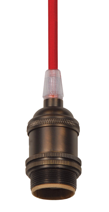 SATCO/NUVO Medium Base Lamp Holder 4-Piece Solid Brass Prewired Uno Ring 10 Foot 18/2 SVT Red Cord Dark Antique Brass Finish (80-2378)