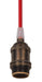SATCO/NUVO Medium Base Lamp Holder 4-Piece Solid Brass Prewired Uno Ring 10 Foot 18/2 SVT Red Cord Dark Antique Brass Finish (80-2378)