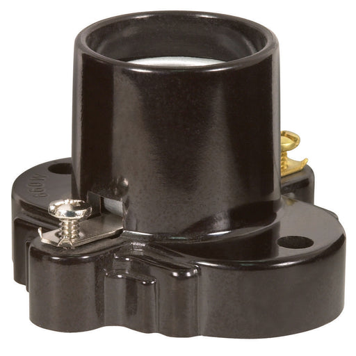 SATCO/NUVO Phenolic Receptacle With Mounting Holes Brown Finish Screw Terminals 1-5/8 Inch Height 2-7/16 Inch Diameter 660W 250V (90-1113)