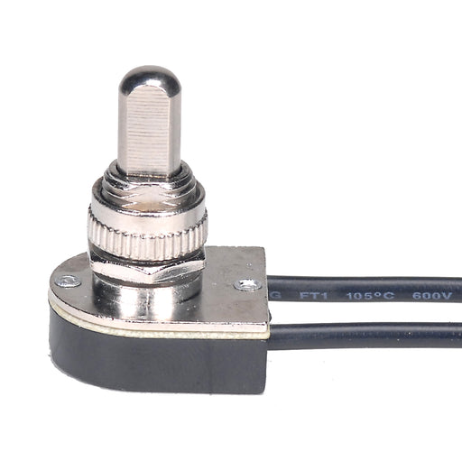 SATCO/NUVO On-Off Metal Push Switch 3/8 Inch Metal Bushing Single Circuit 6A-125V 3A-250V Rating Nickel Finish (80-1125)